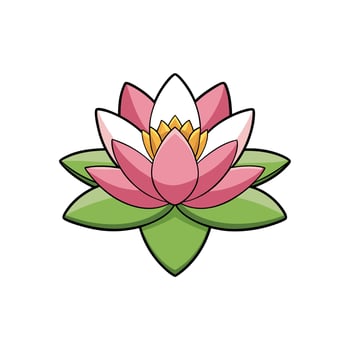 Isolated pink water lily illustration with green leaves design vector