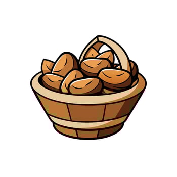 Basket full of nuts clip art illustration vector