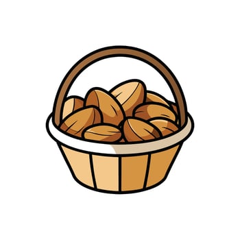 Cartoon Basket Full of Seeds or Nuts Illustration vector