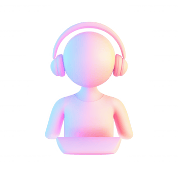3d icon headset, service representative wearing setting working on laptop, providing customer support in professional Digital png