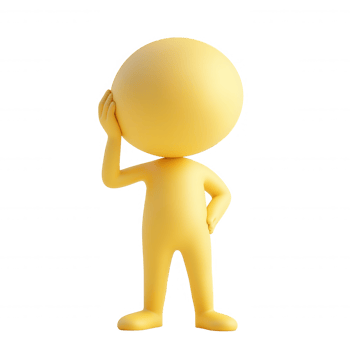 Yellow 3d icon character holding its head, expressing frustration worry, isolated on a transparent background png