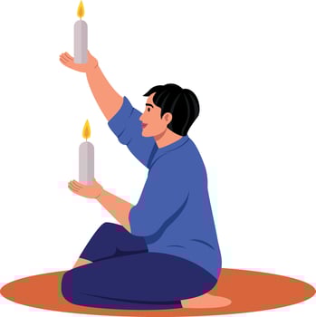 Flat style illustration depicting a peaceful candle meditation vector