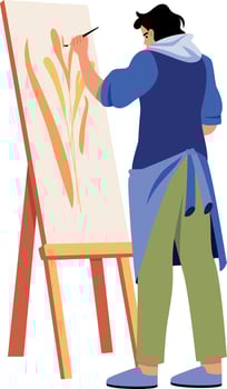 Flat illustration showing a character doing a painting activity vector