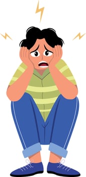 A flat style illustration showing a scared person vector