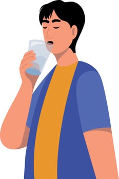 A flat style illustration showing a person drinking water vector