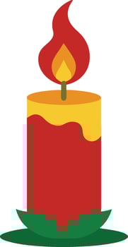Glowing Christmas Candle Clipart on White Background Festive Light vector