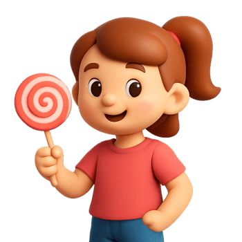 Cute 3D Character Holding a Colorful Lollipop in a Playful Pose png