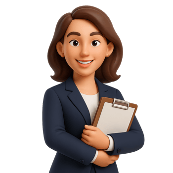 Confident Businesswoman in 3D Representation Holding Clipboard png