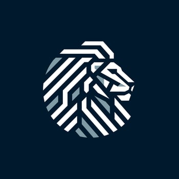 Modern lion head logo in abstract striped style for bold branding and corporate identity vector