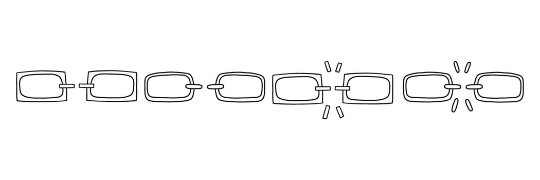 Doodle hyperlink unlink icon set vector