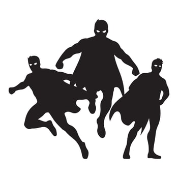 super hero Black silhouettes. with white background vector