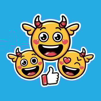 Sweet Emoji Sticker Set with Wings and Happy Faces vector