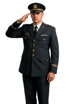 Officer in Uniform Saluting with Respectful Gesture png