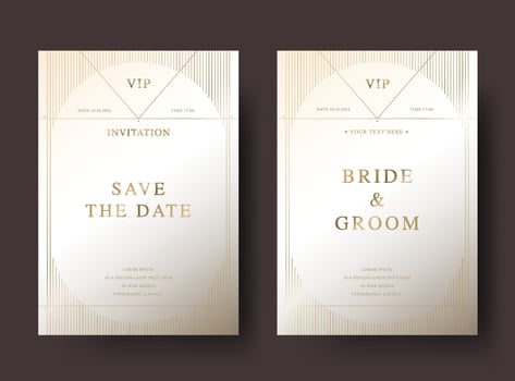 Luxury golden wedding invitation card template vector