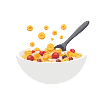Delicious Cereal Bowl Crispy Os Cranberries and Milk vector