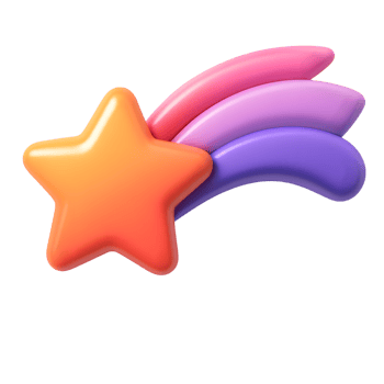 Vibrant 3d rendering of a shooting star with a colorful rainbow trail element png