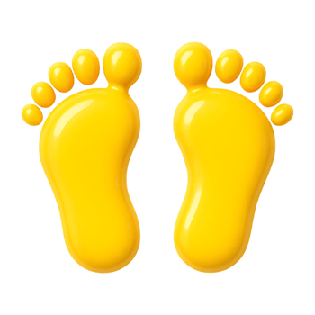 Vibrant yellow footprints standing out representing walking and concepts png