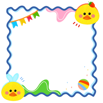 Cute wavy border frame with chicks and festive decorations png