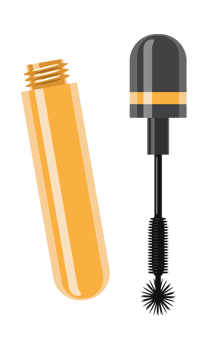 Illustration of yellow Mascara Tube and Wand png