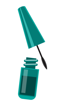 Illustration of Teal Mascara Bottle and Wand png
