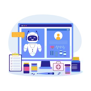 AI online doctor. Ai online medicine concept. Medical consultation with Artificial intelligence. vector