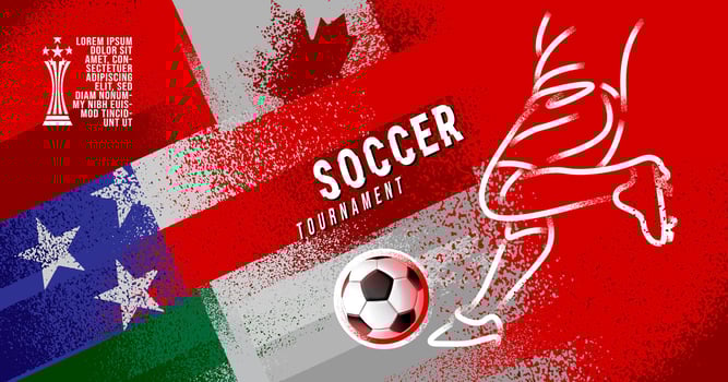 poster for Soccer Tournament 2026 featuring brush textures vector