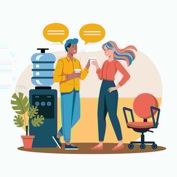Office Staff Socializing at Water Cooler Artwork vector
