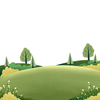 A cartoon landscape with trees and grass png