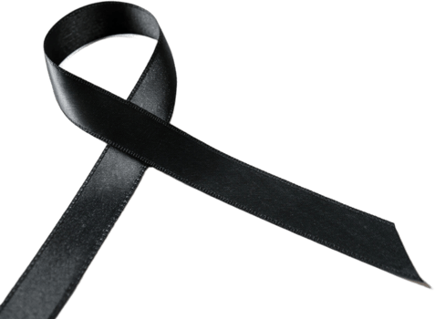Elegant Black Mourning Ribbon Symbolizing Grief and Remembrance on Transparant background png