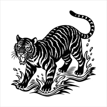 Tiger Shaking Water vector