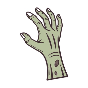 A stylized illustration of a reaching zombie hand. vector