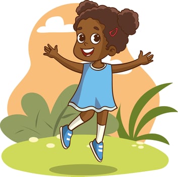 little girl, joyfully child dancing, jumping in different poses, wearing casual clothes.ittle vector