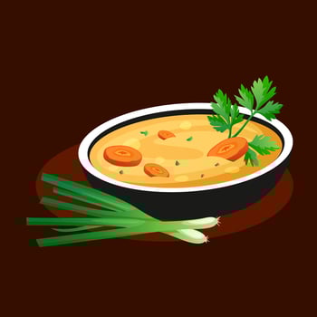 A bowl of hot soup vector