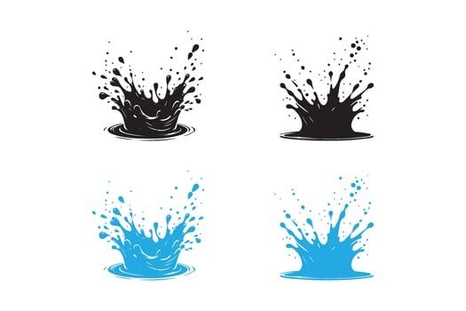 Water splash silhouette on white background. Water splash logo icon vectors