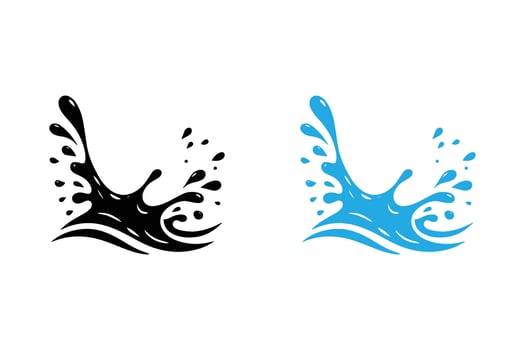 Water splash silhouette on white background. vector