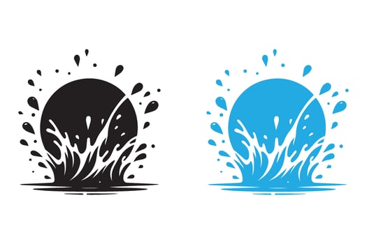 Splash of water silhouette on white background. Water splash logo icon vector