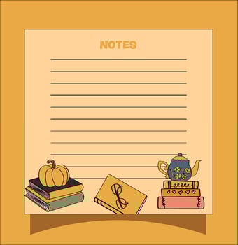 Cozy stationery with pumpkin and books vector