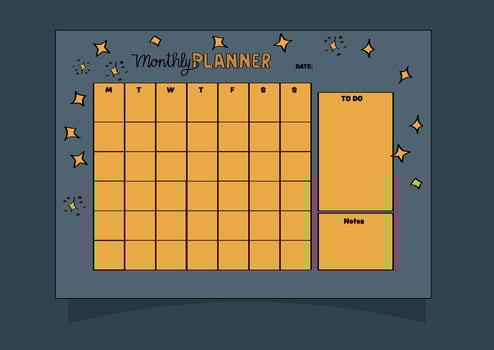 Colorful monthly planner template layout vector