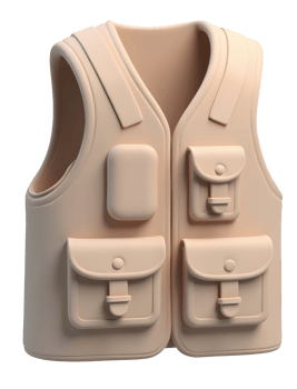 Beige utility vest with multiple pockets for outdoor activities and practical use png