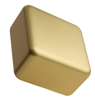 Golden smooth cube with rounded edges isolated on transparency background png