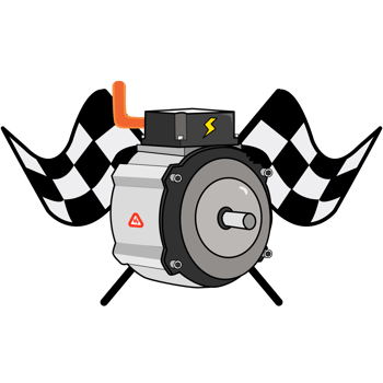 Illustration of Electric Vehicle Motor with Checkered Flags png