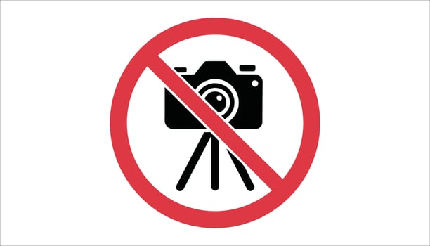 No Photography Icon Camera Prohibited Symbol for Privacy, Security, and Restricted Zones vector