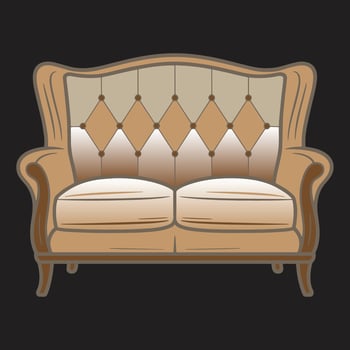 Royal brown loveseat with golden frame decoration vector