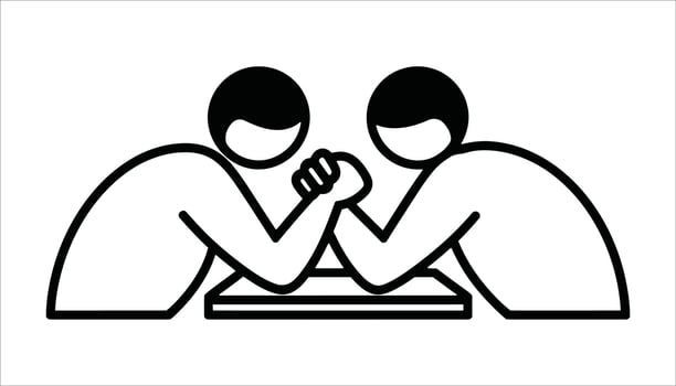 Wrestling Challenge Muscle Power Competition with Arm Lock and Table Battle Pose vector
