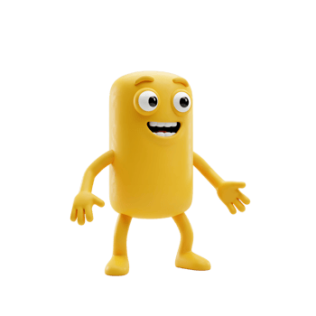 A bright yellow cartoon character smiles with arms outstretched, creating a cheerful image perfect for children's content or playful designs. png