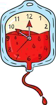 creative illustration blood bag in shape of clock, symbolizing urgency importance of blood donation for timely saving lives Donor Day vector