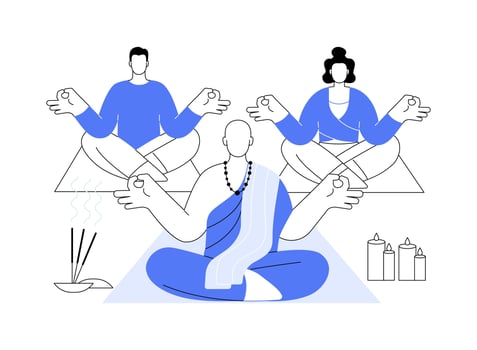 Vipassana meditation isolated cartoon illustrations. vector