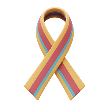 A striped ribbon in yellow, red, and blue is shown, potentially for support and awareness campaigns. png