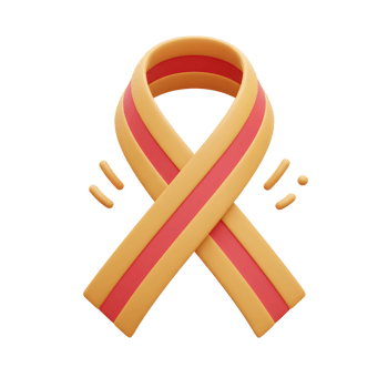 A simple 3D illustration of an awareness ribbon with pink stripes, offering a symbolic visual for campaigns and health support. png