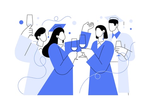 Graduation party isolated cartoon illustrations. vector